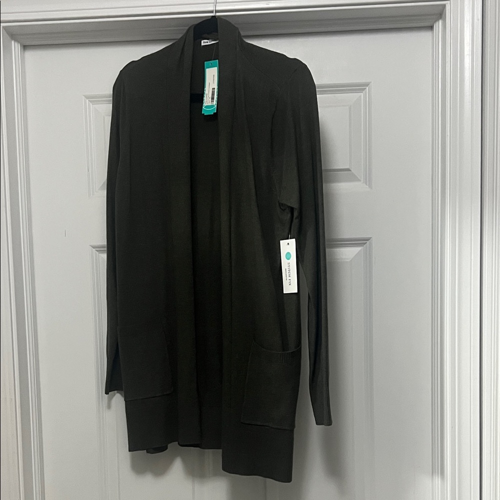 Pink Clover olive green Open Front Cardigan